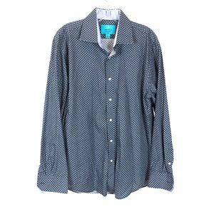 Mens Size Large Christian Aujard Paris Diamond and Dot Pattern Dress Shirt Top
